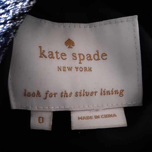 NWOT Kate Spade Silver Metallic Peplum Dress Size 0 - Picture 2 of 4